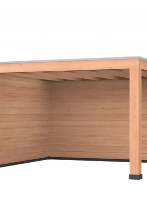 Alleen Vandaag Douglas overkapping, 400 x 400, met achterwand en zijwand, Westwood Robuust